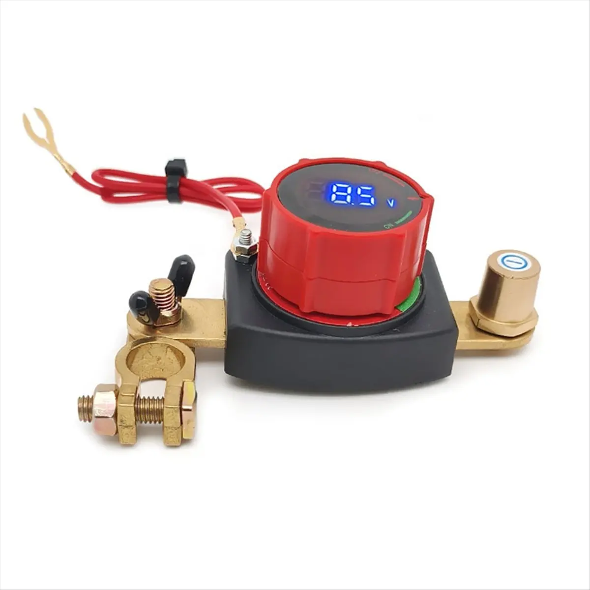 ABFS Top Post Battery Disconnect Switch with Voltmeter, 5-80V Master Isolator Kill-Switch Kit - Car Battery Disconnect Switch