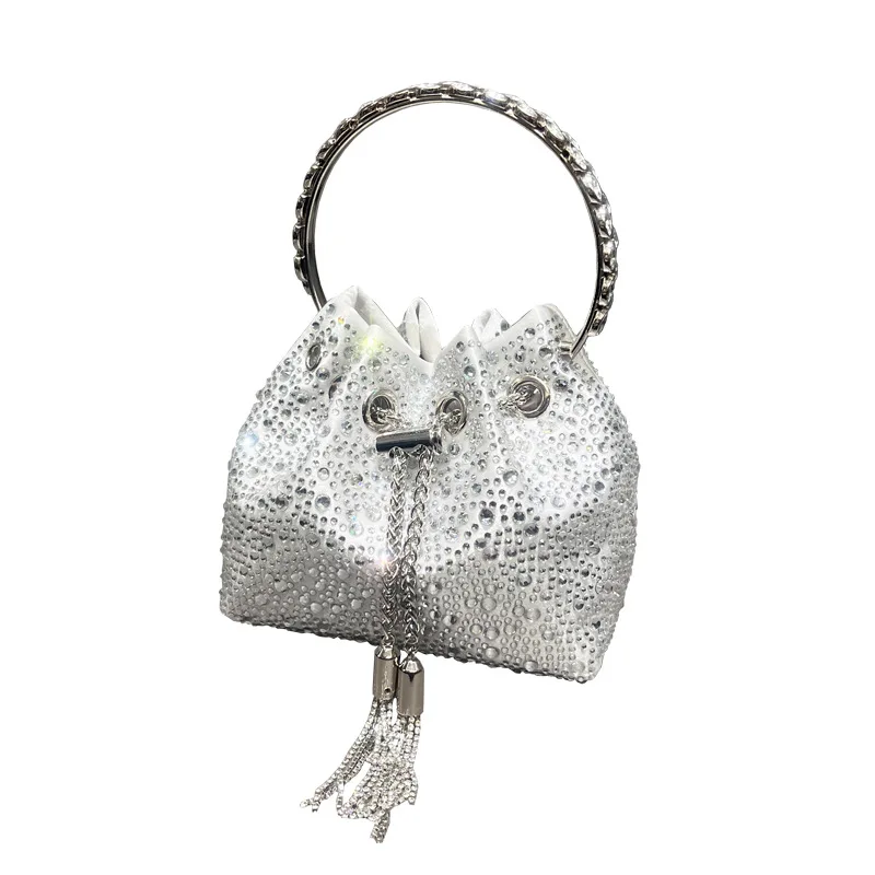 Hot Diamond Handbag Metal Ring Dinner Bag Chain Strap Shoulder Bag