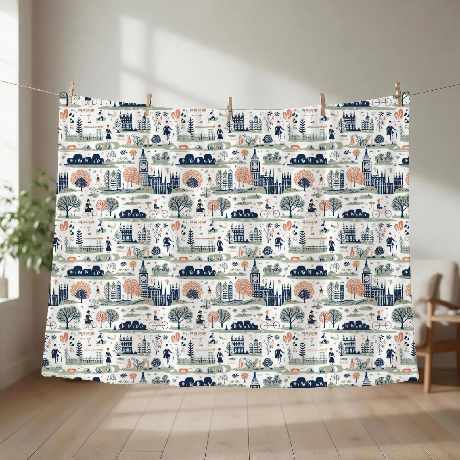 british english england london culture pattern Throw Blanket couch cozy soft plush fuzzy picnic outdoor blanket