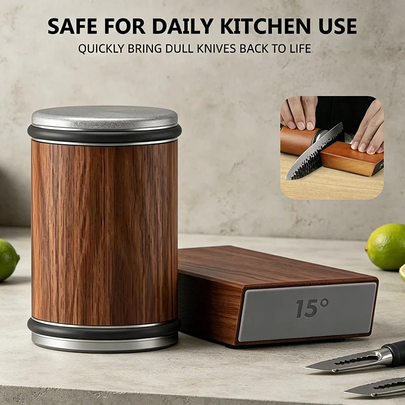 Rolling Knife Sharpener Kit Industrial Diamond Stone Magnetic 15&20 Deg Roller Straight Edge Chef Kitchen Knives Fast Ship