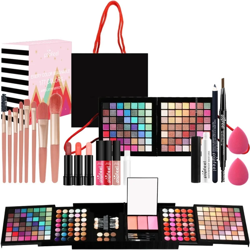 177 Color Makeup Set Including Eyeshadow Palette Blush lip Gloss Concealer All-in-one Women'sMakeup Set With Mirror Holiday Gift