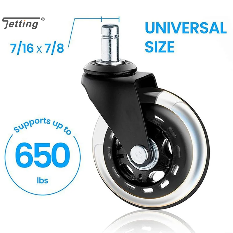 

1 шт., колесики для офисного стула, сверхмощные и безопасные для всех этажей, включая твердая древесина, 3 дюйма, замена резины для пола стола