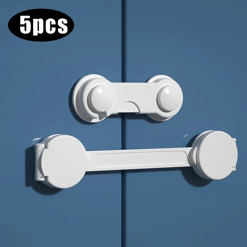 5pcs Multi-function Security Protection Locks Baby Safety Lock Cabinet Drawer Door Buckle Home White Toilet Refrigerator Lock