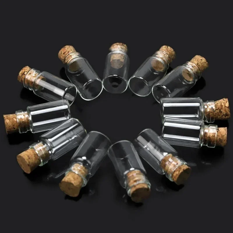 10pcs/lot Mini Empty Glass Cork Bottle Pendant Bottle Wishing Bottle Ornaments Transparent