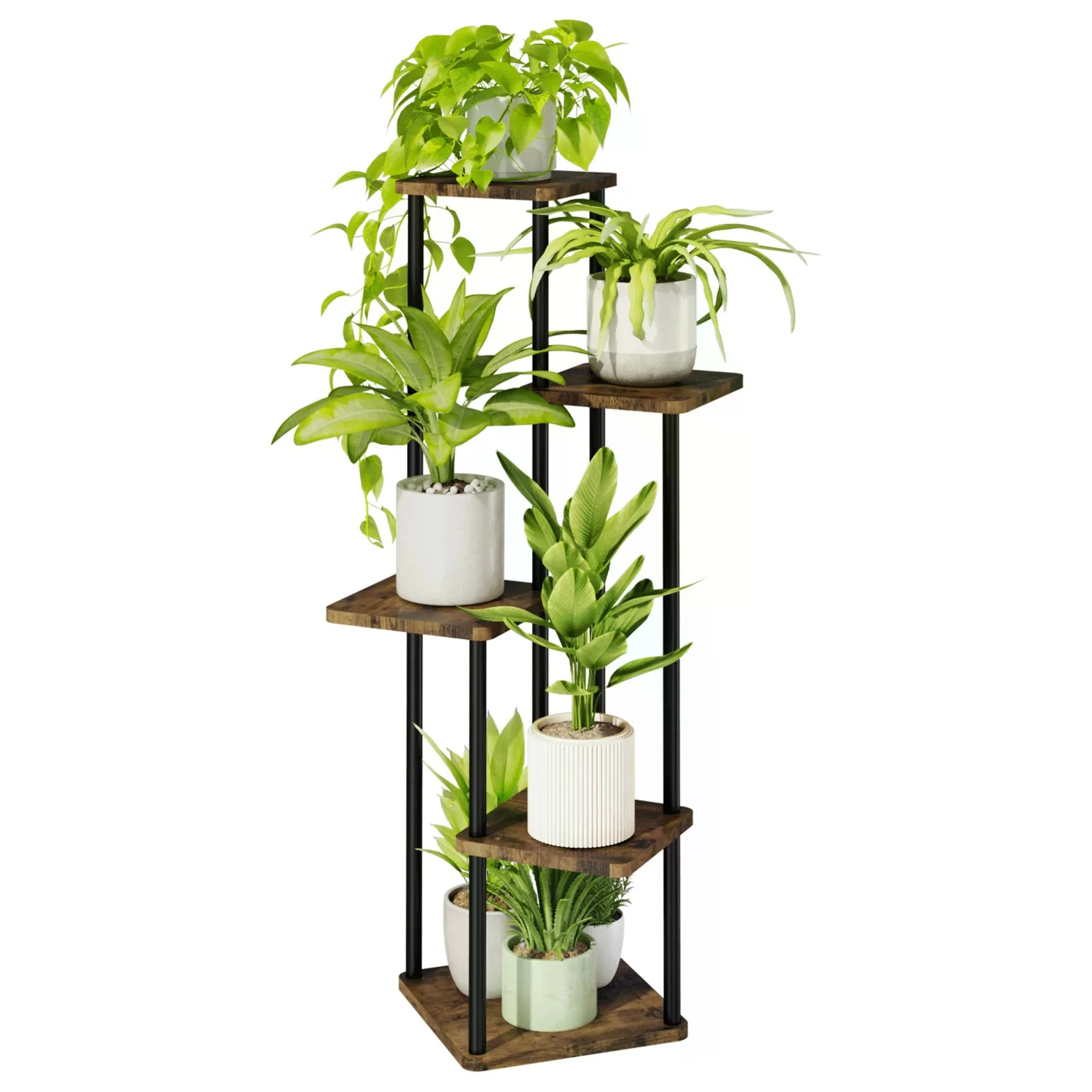 Corner Plant Stand Indoor Tall Plant Shelf For Multiple Plants Metal Plant Table Tiered Flower Stand For Living Room Bedroom Balcony Brown