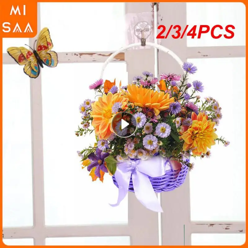 2/3/4PCS Portable Basket Feels Comfortable Durable Handwork Hand-woven Rattan Flower Basket Portable Holiday Decoration