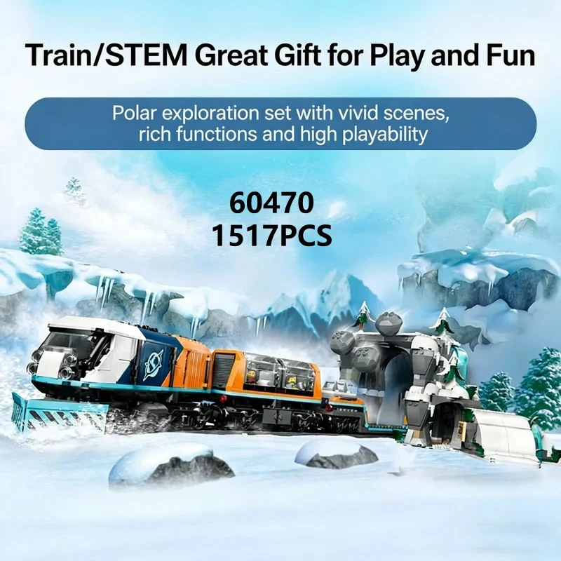 

6132 Polar Adventure Express Train Assembly Model Gifts 1517Pcs Brick Children's Educational Toys