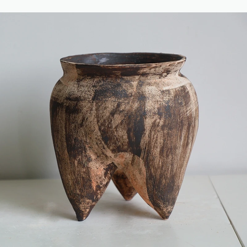 Three Legged Teeth Ceramic Vase Creative Retro Plant Pot Table Decoration Flowers Arrangement Floral Vases Room Aesthetic Decor