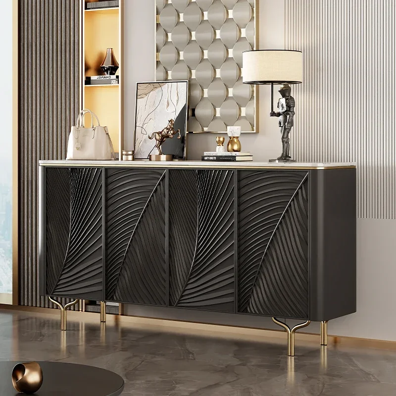 Entry door partition of the entrance cabinet is decorated with simple dining edge