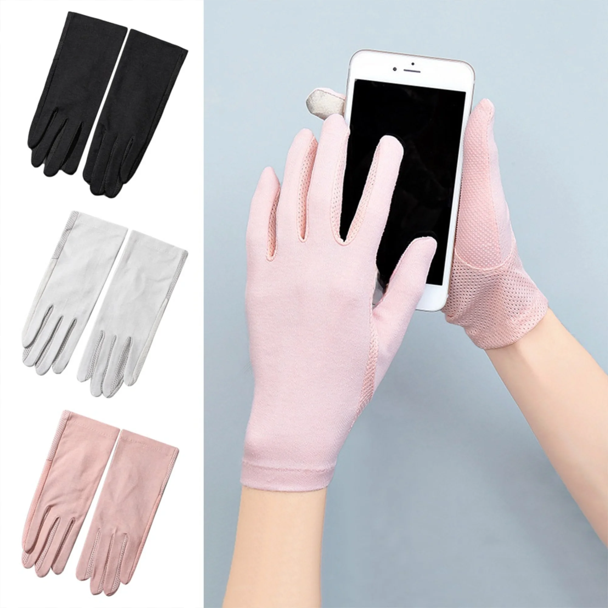

UV Protection Summer Sunscreen Gloves Breathable Thin Anti-UV Mittens Elastic Touch Screen Cycling Driving Gloves Running