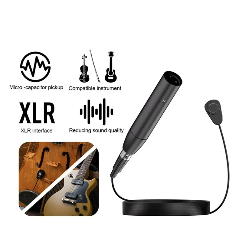 DTB7 2X GC411 Instrument Pickup, Wired for Violin Microphone Pickup, Musical Instrument Condenser Mics Omnidirectional, 5M