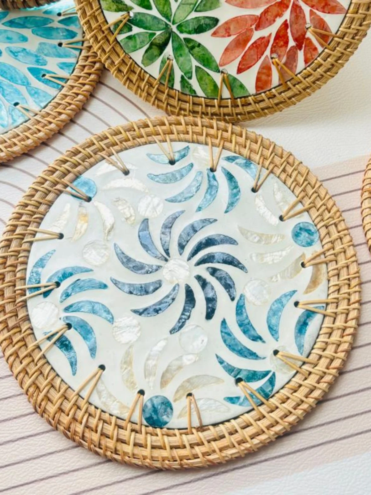 Handmade  round Coaster Northern Style Woven Vine Coaster Heat Resistant Ins European Style Dining Mat for Home Use
