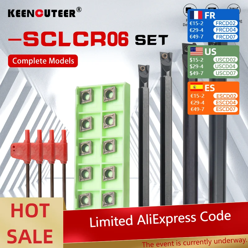 

4 Set 7/8/10/12mm SCLCR Bore turning tool Sets Lathe Boring Bars 10PCS CCMT Carbide Insert CNC Cutting Holder