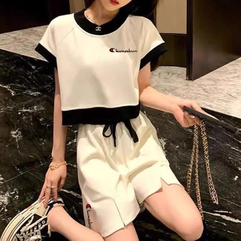 Women\'s Short Sets 2 Pieces Korean Style Sleeve Female Shorts Summer Fashion 2024 Complete Two Tailor Ensembles Two-piece Full