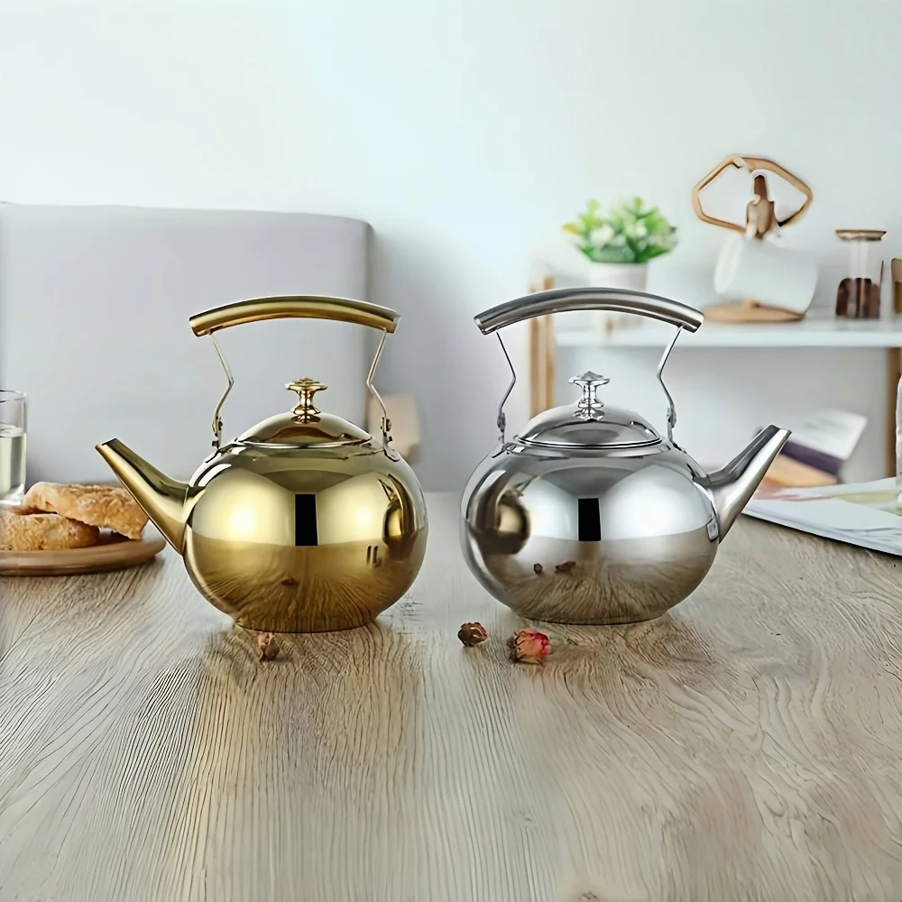 

Чайник из нержавеющей стали 1,5 л/1,0 л с фильтром золотого/серебристого цвета, подходит для индукционной плиты и прочного открытого пламени для