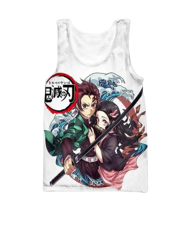

New Fashion Men/Women Demon Slayer 3D Printed Sleeveless Vest Streetwear Men Loose Sporting Tank Top B06