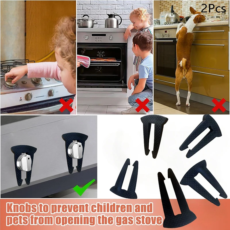 

Twin Pack Childproof Silicone Gas Stove Knob Covers, Heat-Resistant Safety Locks for Household Safety