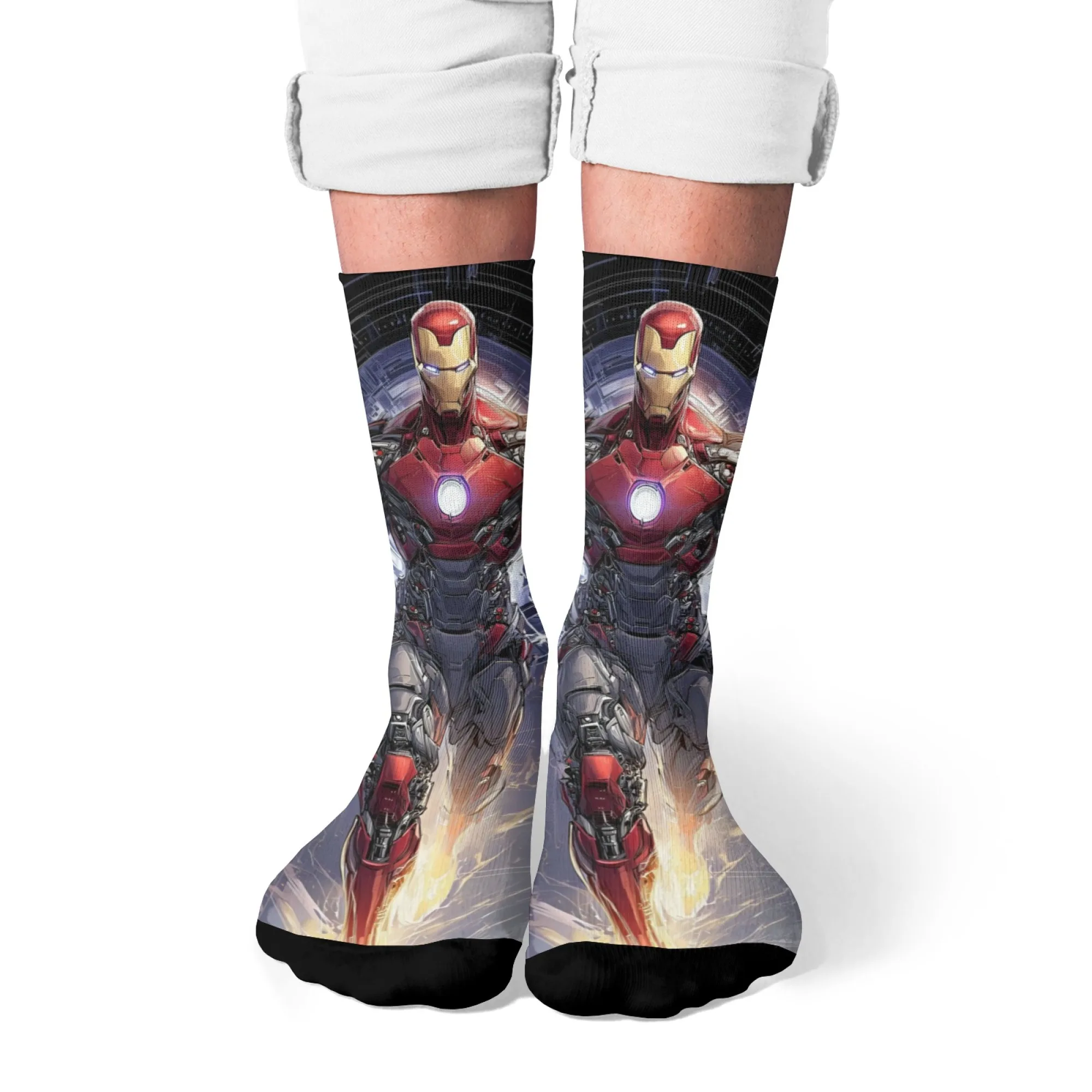

Iron Man Casual Men's Socks Novelty Harajuku Street Hip Hop Crew Socks Comfortable Breathable Non-slip Socks Party Holiday Gift