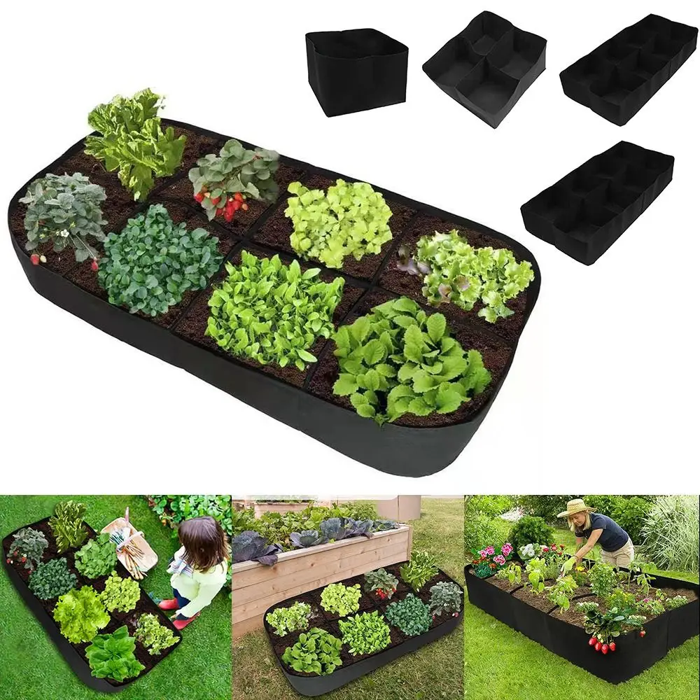 Felt Garden Planting Bag Multi-gird Garden Tools Growing Bag Rectangle Flower Plant Pot Vegetable Tomato Potato Flower