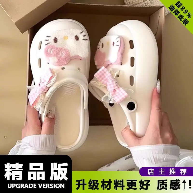 Y2K Coquette 3D Hello Kitty Platform Clogs Women Thick Eva Sole Adjustable Strap Cute Cartoon Summer Beach Casual Slip On Shoes view 3