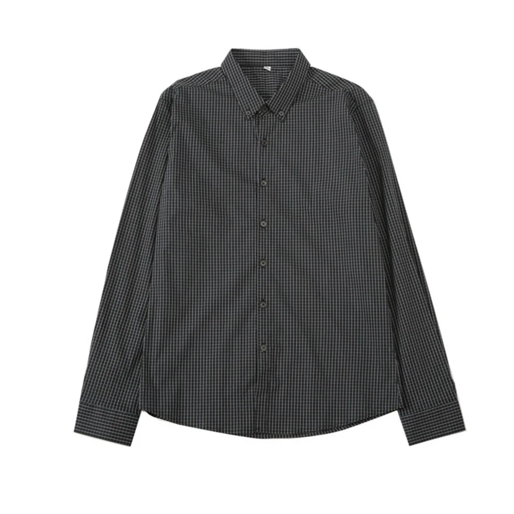 

Тонкая клетчатая деловая повседневная облегающая мужская рубашка с длинными рукавами на весну и осень, удобная и классическая минималистичная элитная мужская рубашка