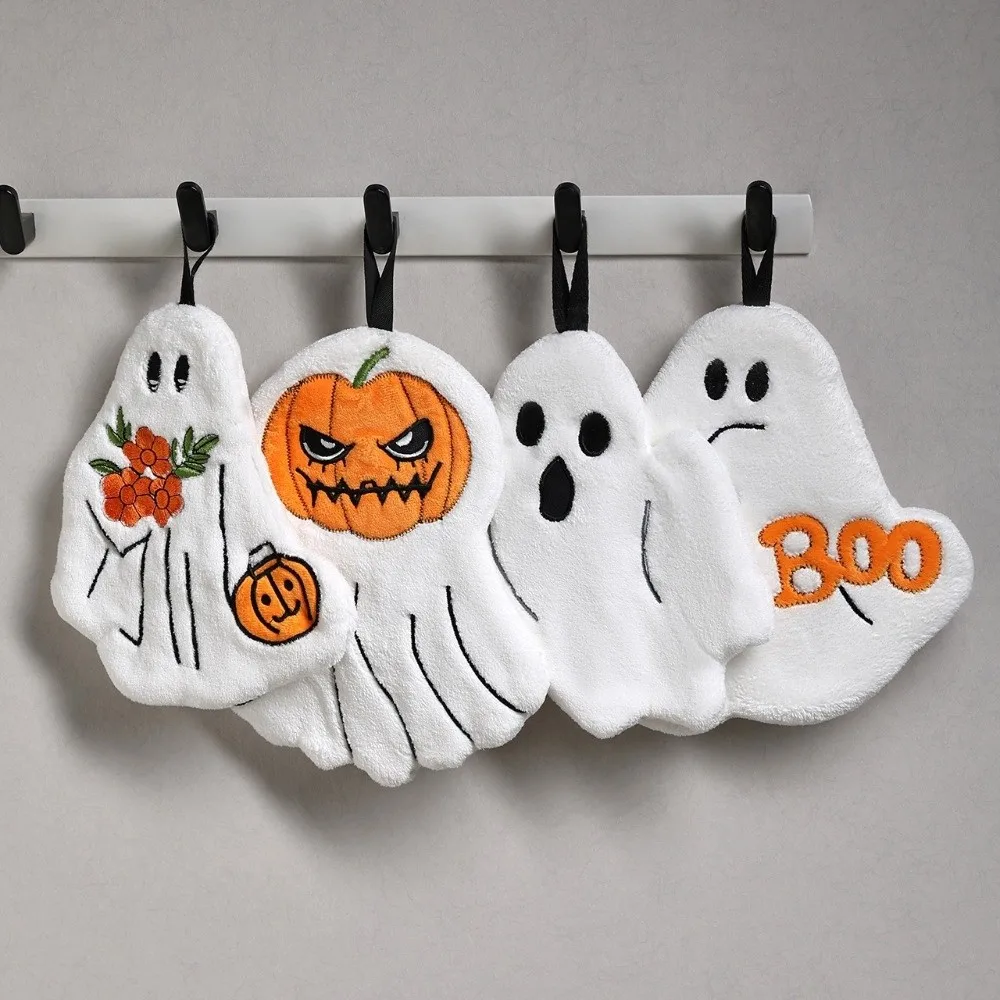 Creative Ultra Absorbent Halloween Hand Towels Quick Drying Soft Pumpkin Towel Cartoon Coral Fleece Bathroom Towels Restaurant