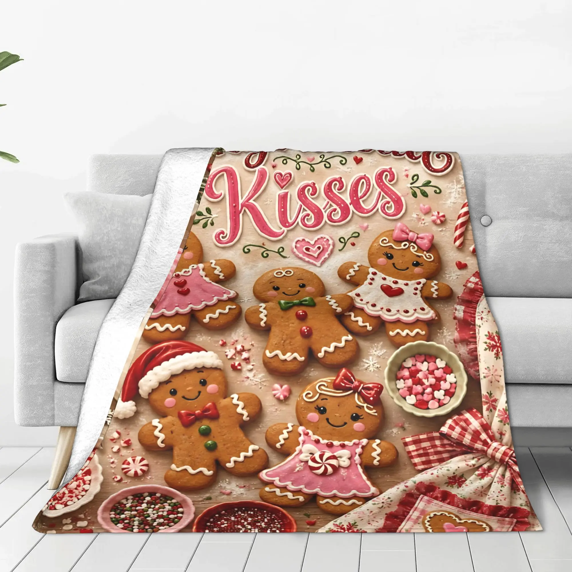 1PC Home Santa Candy Swirl Blanket Throw Blanket  Novelty Warm Blanket All Season Gift for Happy Halloween Give Thanks