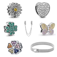 Fashion New Reflection Clover Butterfly Clip Summer Diy Bead Fit European Bracelet 925 Sterling Silver Jewelry Accessories