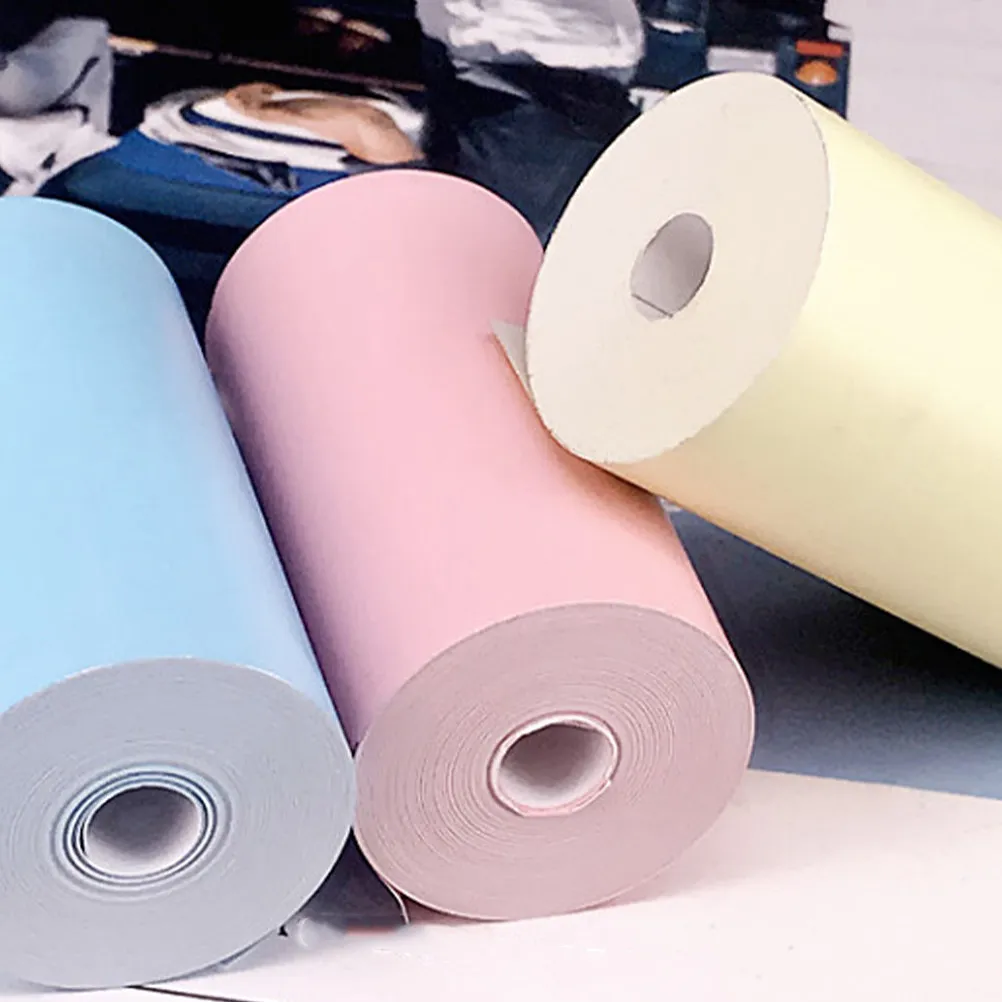 6Pcs Colorful Printing Paper Colored Cashier Paper for Supermarket Pharmaceutical Culture Electricity Industries Easy Tear Stick