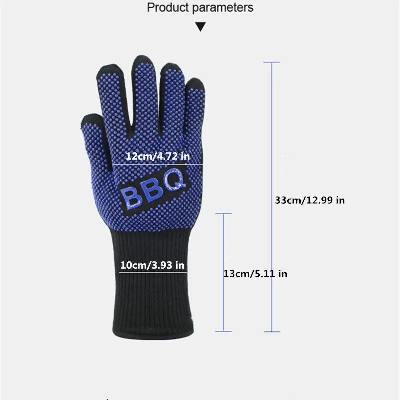 BBQ Microwave Oven Gloves High Temperature Resistance Barbecue Mitts 800 Degrees Fireproof Anti Heat Insulation Glove for Baking