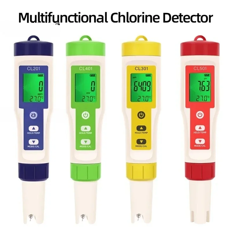 Applicable to 5-in-1 Pen Type Water Quality Tester, PH H2 ORP TEMP CL2 Detector for Swimming Pool & Spa