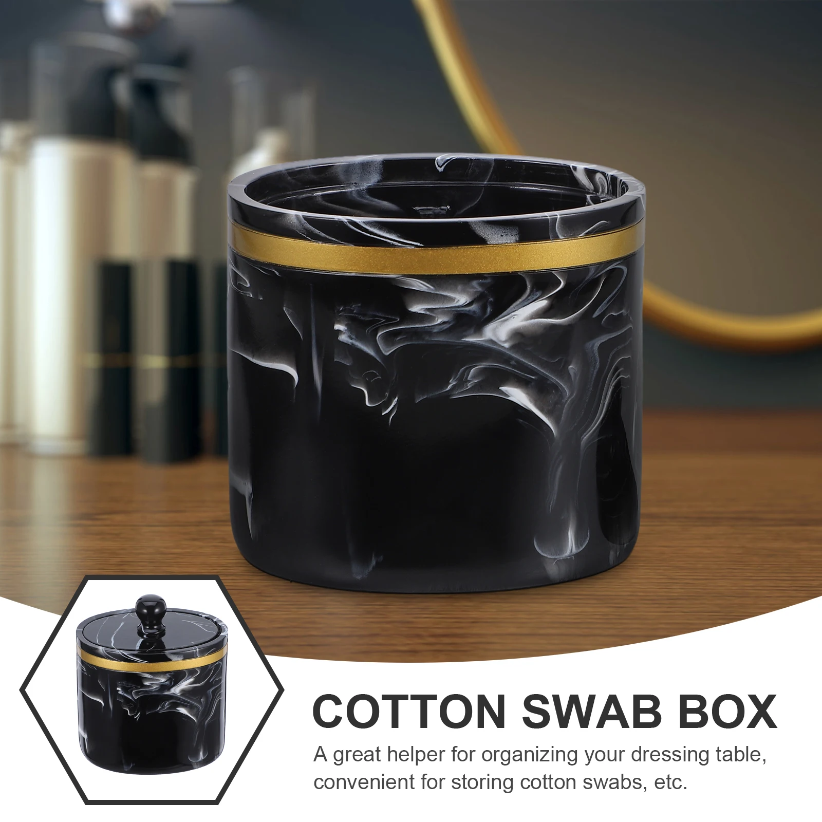 

Cotton Swab Box Pad Container Swabs Holder Square Toothpick Resin Case Storage Household Clean