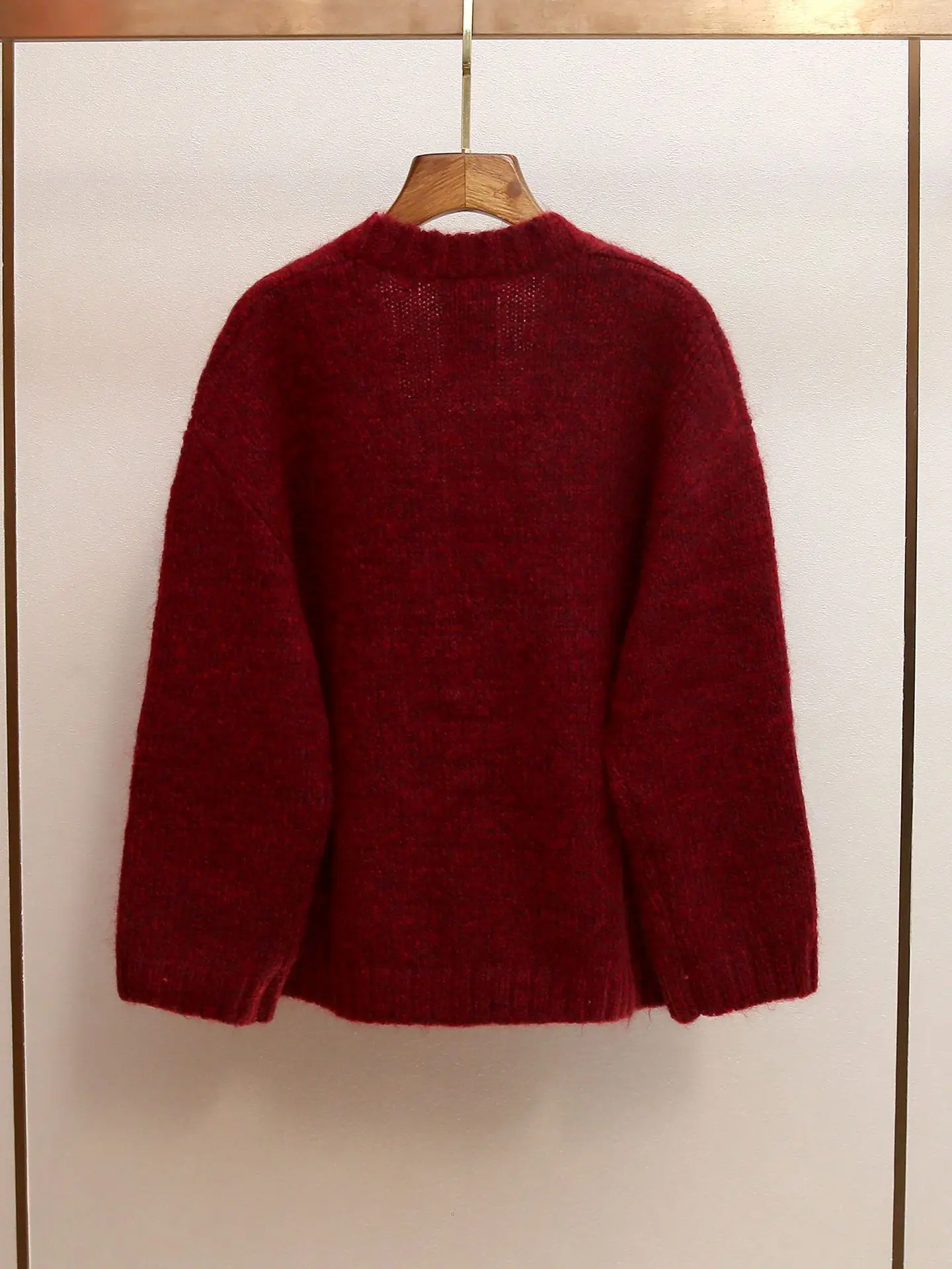 High-end women's winter red embroidered loose V-neck cardigan cardigan sweater coat ropa mujer pulls woman traf maglioni donna