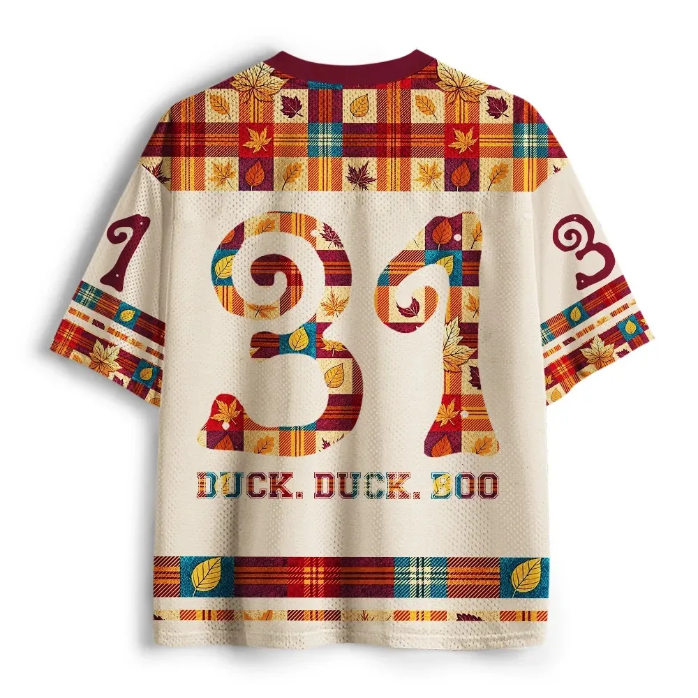 Funny Duck Duck Boo Halloween Unisex Short Sleeve Tee Fall Plaid Autumn Tee For Halloween Party Thanksgiving Casual Daily Wear