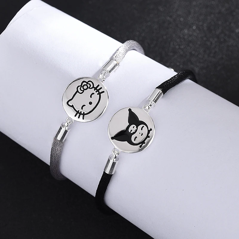 Sanrio Hello Kitty Kuromi Couple Bracelet Jewelry Accessories Girlfriend Gifts Toys For Girls Metal Bracelet Decor Birthday Gift