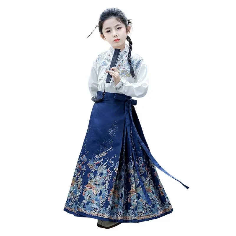 2024 Summer New Unisex Horse Face Skirt New Chinese Style Tang Costume Children's Ancient Costume Super Fairy Hanfu Tablecloth