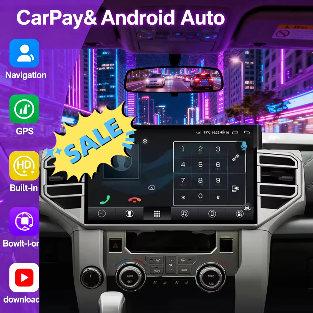 14.6 بوصة أندرويد 13 CarPLay لتويوتا تندرا سيكويا 2014 2015 2016 2017 2018 2019 2020- 2024 سيارة لتحديد المواقع شاشة راديو الوسائط المتعددة