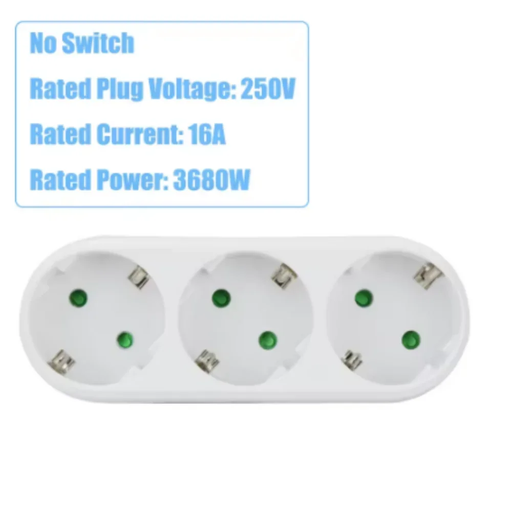 EU-Stecker-Verlängerungskabel für Steckdosen, 1 auf 3-fach, europäischer Konvertierungsstecker, Deutschland-Standard, Mehrfachstecker-Adapter für den Heimgebrauch – Detail 2