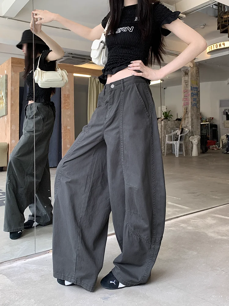 

Ретро модные широкие джинсы с высокой талией, женские летние новые повседневные свободные утягивающие ножи, рабочая одежда, джинсовые брюки