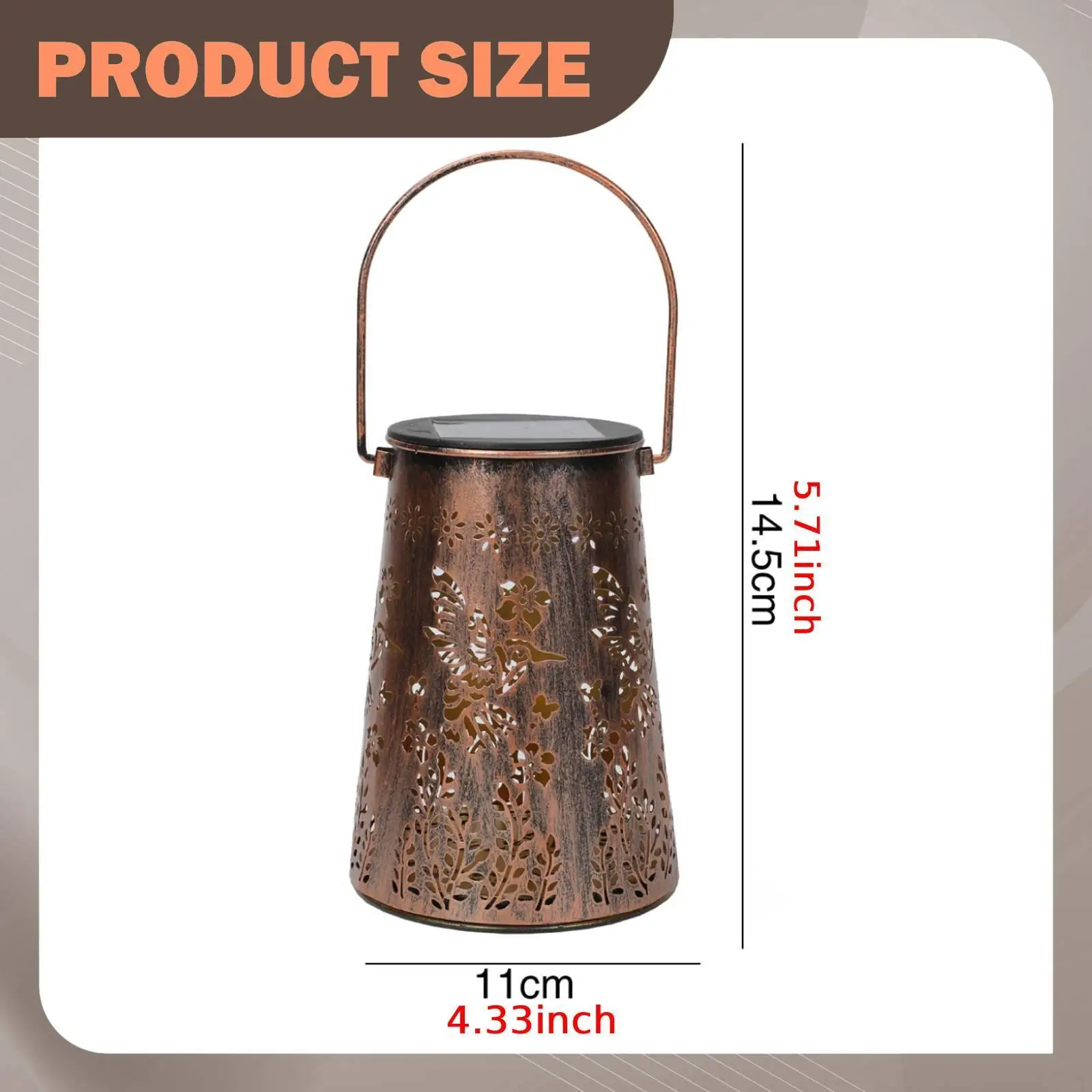 Solar Lantern with Handle Hanging Metal Lantern Light Solar Light Outdoor Decorations for Lawn Pathway Outside Walkway Patio