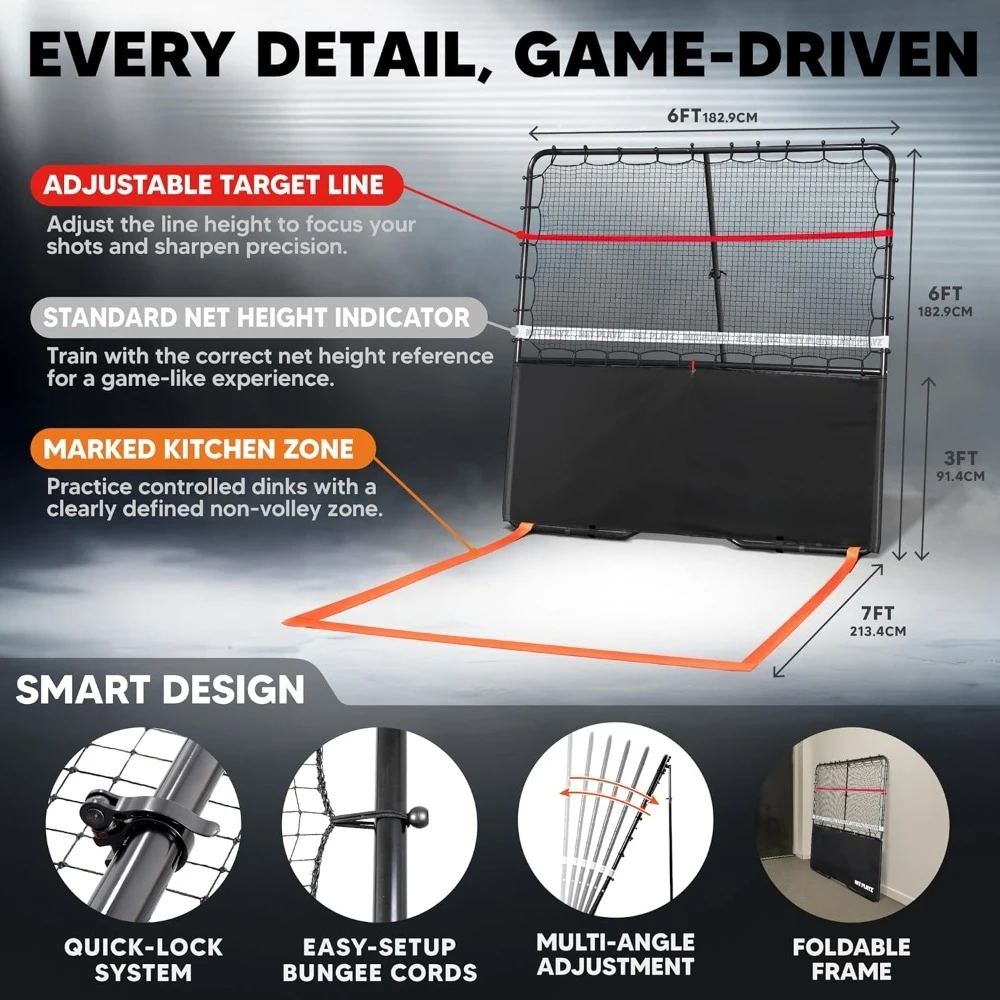 Best - Pickleball Rebound Net Training Equipment Aid, Adjustable Angle&Easy Setup,Perfect Your Forehands Backhands Dinks Volleys