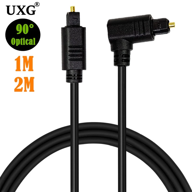 Cable Óptico Toslink 90 Grados 20 cm - Conector Dorado