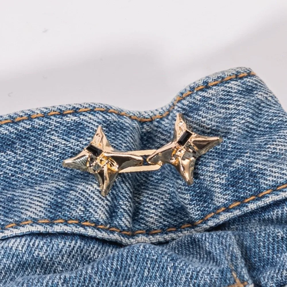

New Four Pointed Star Jeans Buttons Adjustable Fixed Waist Buckle Waist Tightening Tool Belt Buckles Scarf Fastening