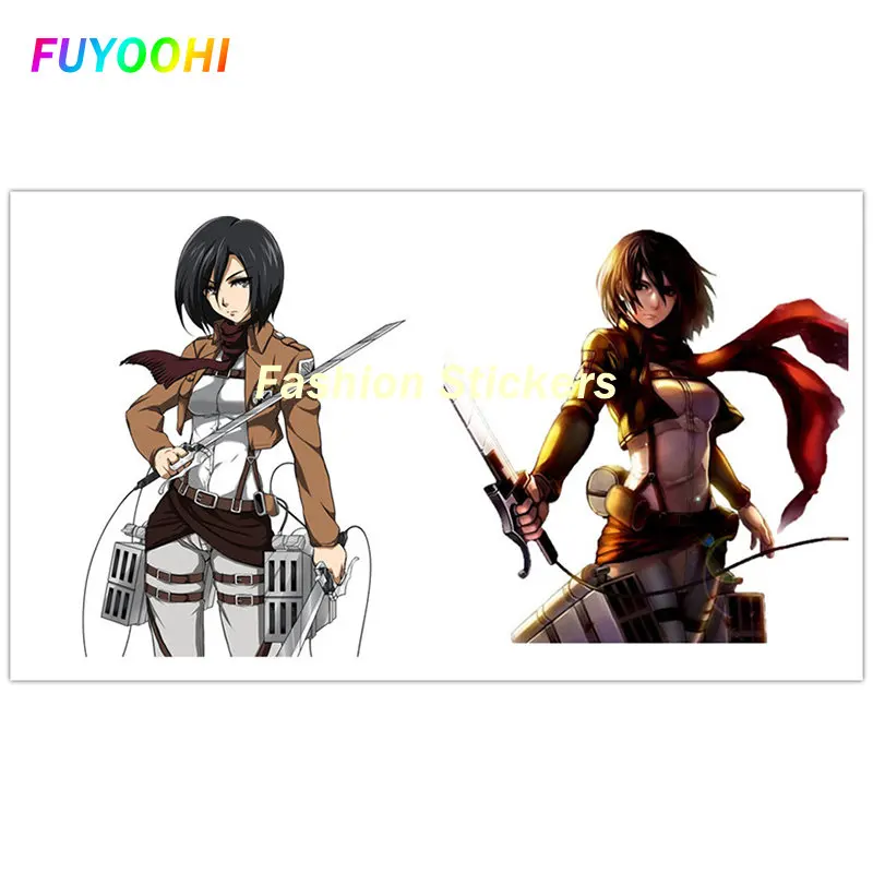 

FUYOOHI Play Stickers Attack on Titan Mikasa Ackerman Car Sticker Kawaii Girl Waifu Decal Cartoon Shingeki No Kyojin Stickers