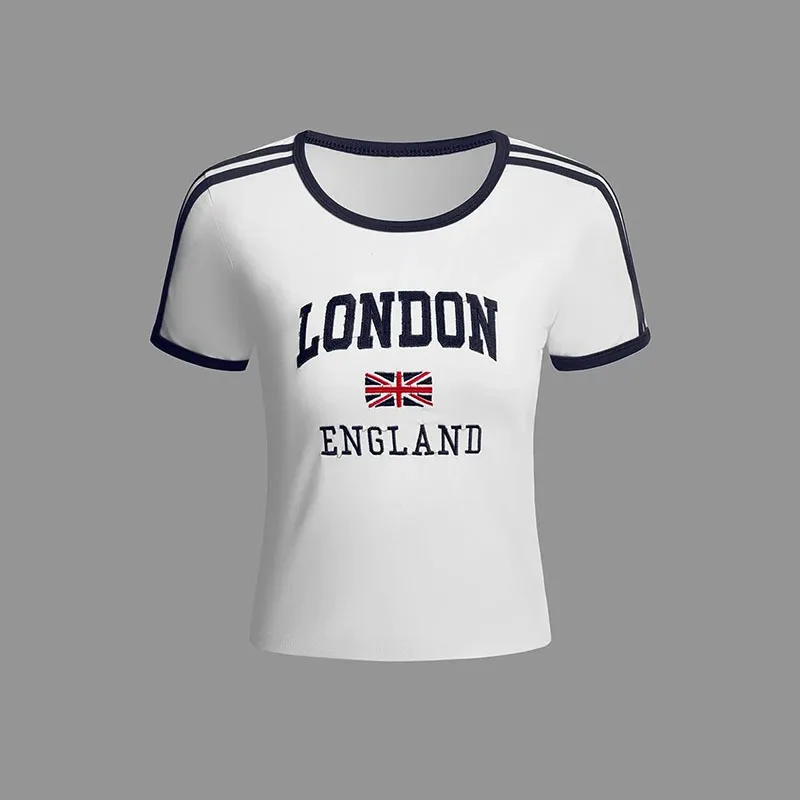 بلوزة نسائية بطباعة حروف مطبوعة ، ملابس خيالية ، تيشيرت قوطي ، ملابس جمالية ، قميص بأكمام قصيرة ، Y2K ، ربيع #1