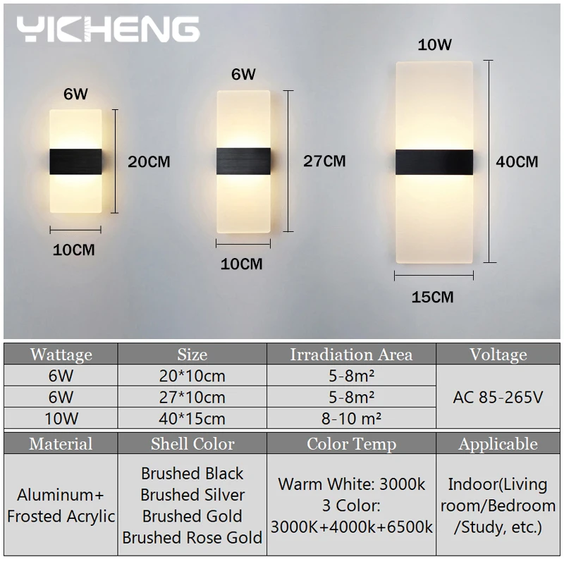 وحدة إضاءة LED جداريّة مصباح 6 واط 10 واط الاكريليك مصباح حائط داخلي نوم غرفة المعيشة شرفة الممر السرير ضوء الحديثة الشمال الشمعدان مصباح 85-265 فولت