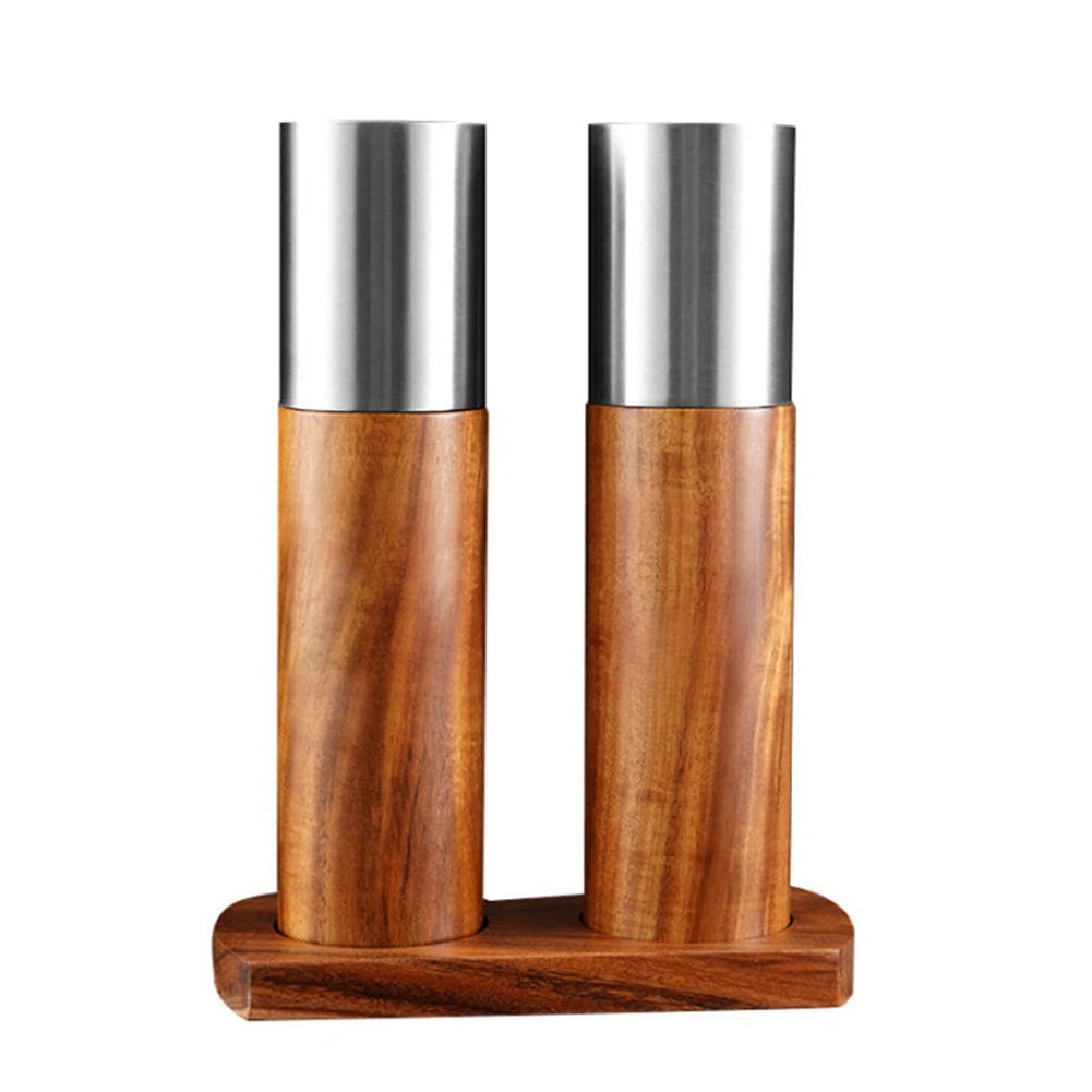 

Salt and Pepper Grinders Set Wooden - Kitchen Spice Mill with Adjustable Coarseness Ceramic Core & Easily Refillable,3