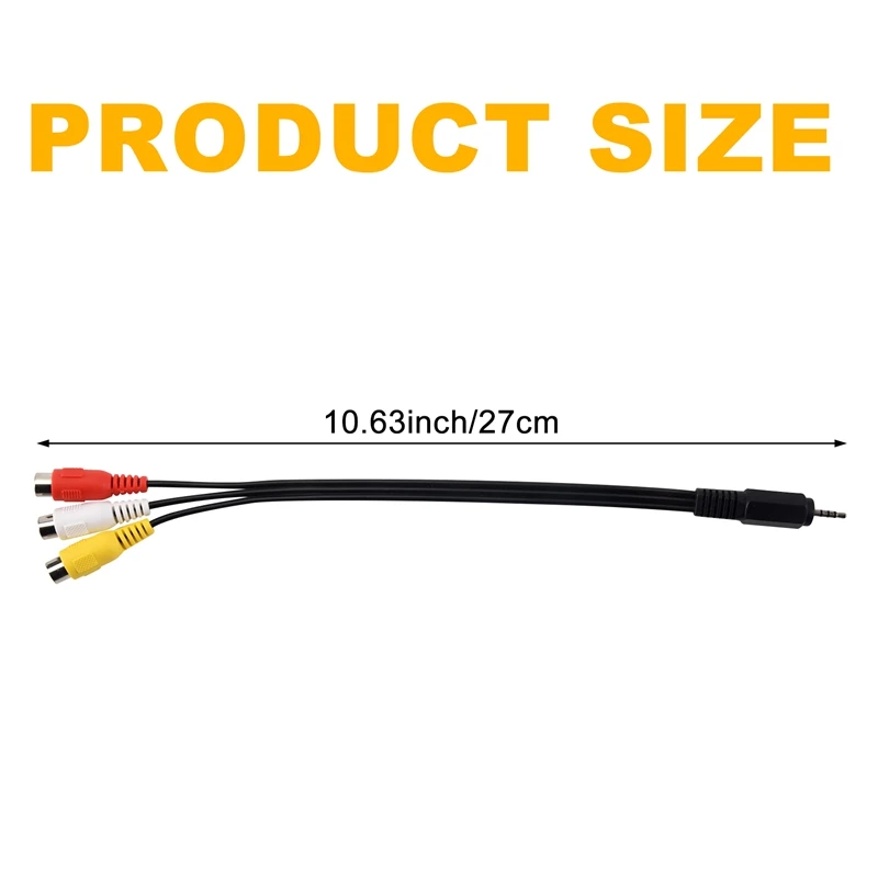 2.5Mm Mini AV Male To 3RCA Female M/F Audio Video Cable Stereo Jack Adapter Cord