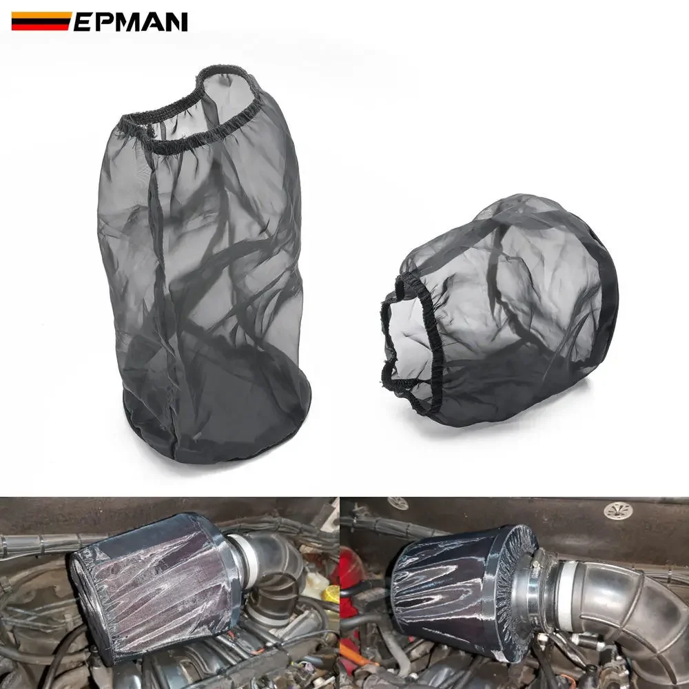 EPMAN Universal Car Cone Air Filter Protective Cover Waterproof Oilproof Dustproof for High Flow Air Intake Filters Black