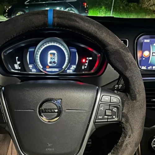 Imagen 2 del producto Personalización cosida a mano gamuza cuero antideslizante protector para volante de coche accesorios para Volvo V60 XC60 XC90 S60 S80 S90